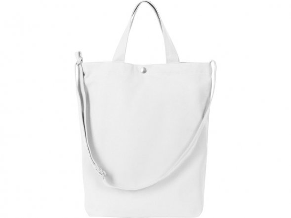 Сумка Helfer из хлопка на кнопке с регулирующейся лямкой, белый 