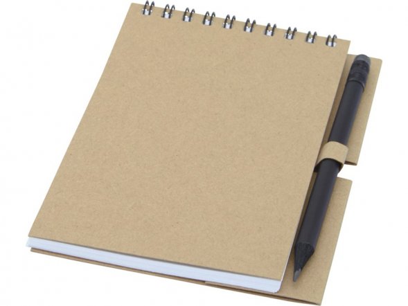 Блокнот Luciano Eco на пружине, с карандашом, маленький, натуральный 