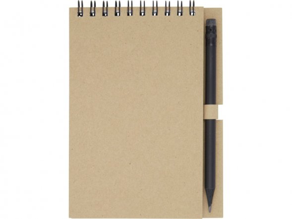 Блокнот Luciano Eco на пружине, с карандашом, маленький, натуральный 