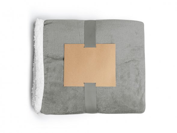 Плед GLORY флисовый, белый/серый 