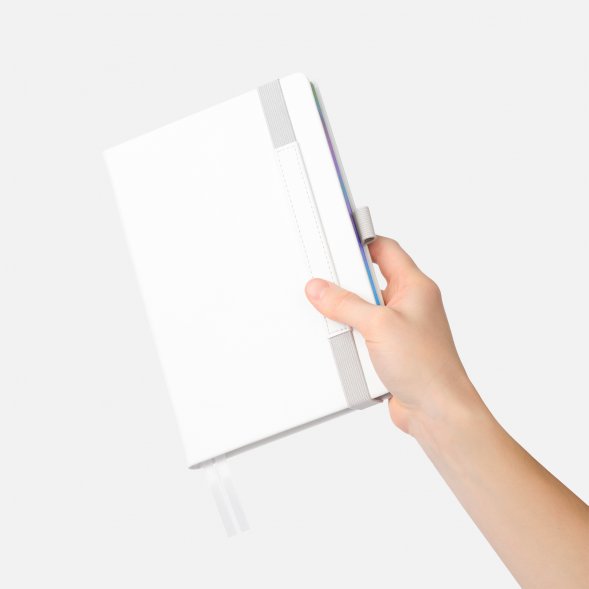 Ежедневник Galaxy недатированный, жесткая обложка, срез голограф. фольга, белый 