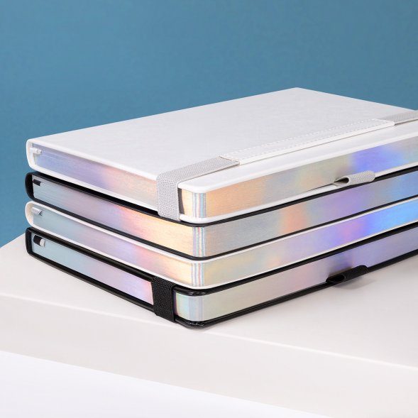 Ежедневник Galaxy недатированный, жесткая обложка, срез голограф. фольга, белый 