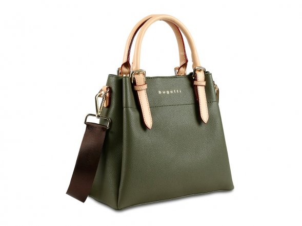 Сумка женская BUGATTI Ella, оливковая, полиуретан, 27х12х23,5 см 