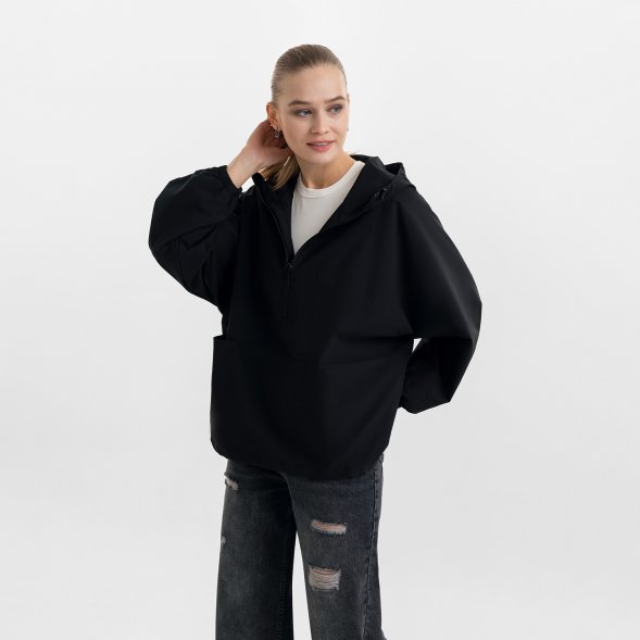 Ветровка оверсайз, унисекс RISSMAN, черная 