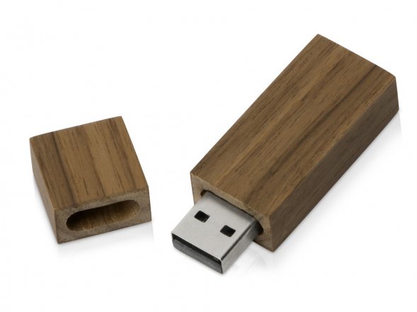 Флеш-карта USB 2.0 16 Gb Woody с магнитным колпачком, темное дерево 