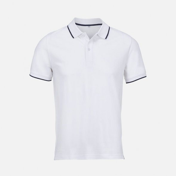 Рубашка поло унисекс Palermo, белая с темно-синим 