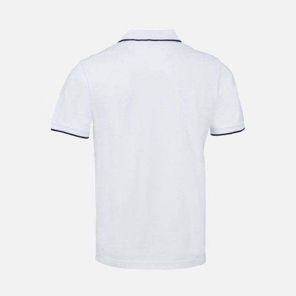 Рубашка поло унисекс Palermo, белая с темно-синим 