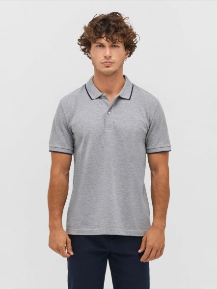 Рубашка поло унисекс Palermo, белая с темно-синим 