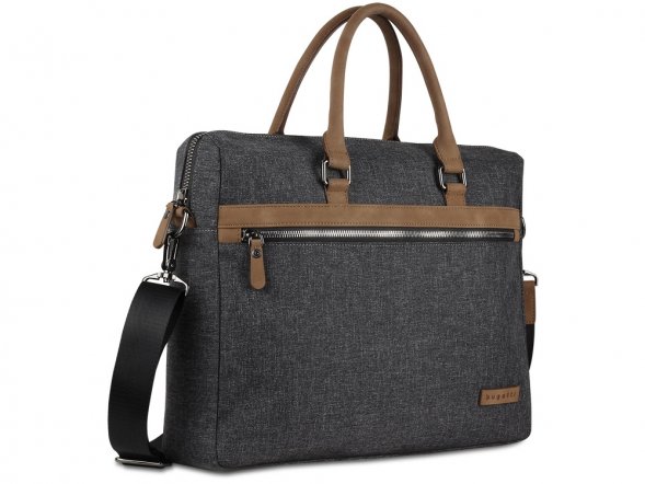 Портфель мужской BUGATTI Luce 16&amp;#039;&amp;#039;, серый, полиэстер, 40х8х31,5 см 