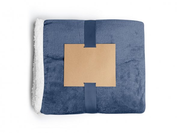 Плед GLORY флисовый, белый/темно-синий 