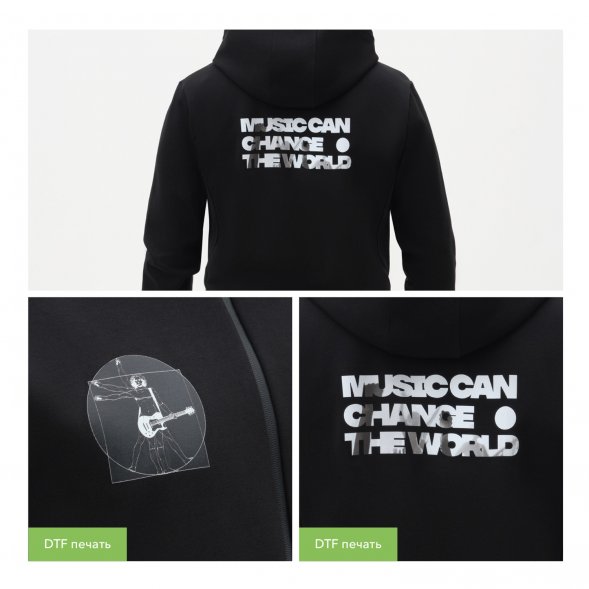 Толстовка на молнии с капюшоном MATEO черная, размер XXL 