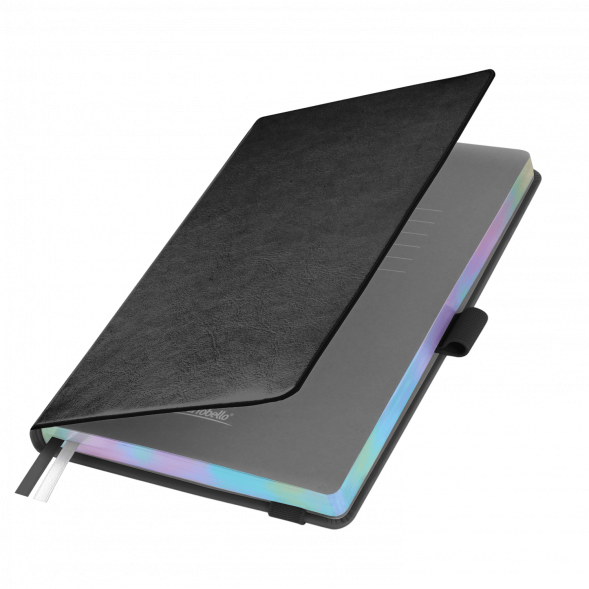 Ежедневник Galaxy недатированный, жесткая обложка, срез голограф. фольга, черный 