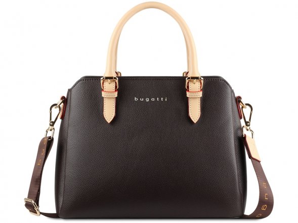Сумка женская BUGATTI Ella, тёмно-коричневая, полиуретан, 30х12х23 см 