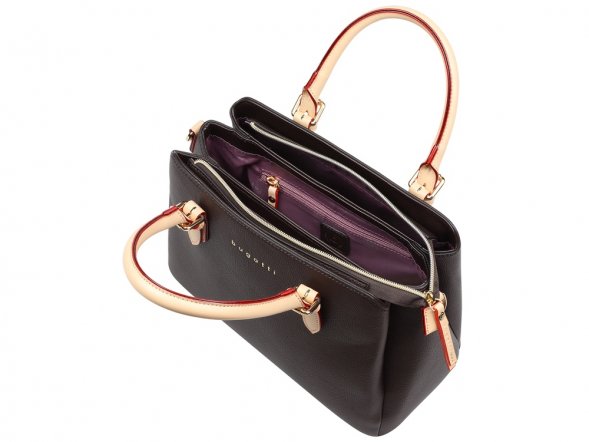 Сумка женская BUGATTI Ella, тёмно-коричневая, полиуретан, 30х12х23 см 