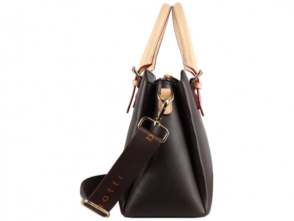 Сумка женская BUGATTI Ella, тёмно-коричневая, полиуретан, 30х12х23 см 