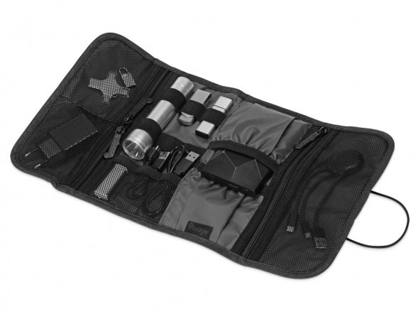 Органайзер District для электроники на резинке, темно-серый 