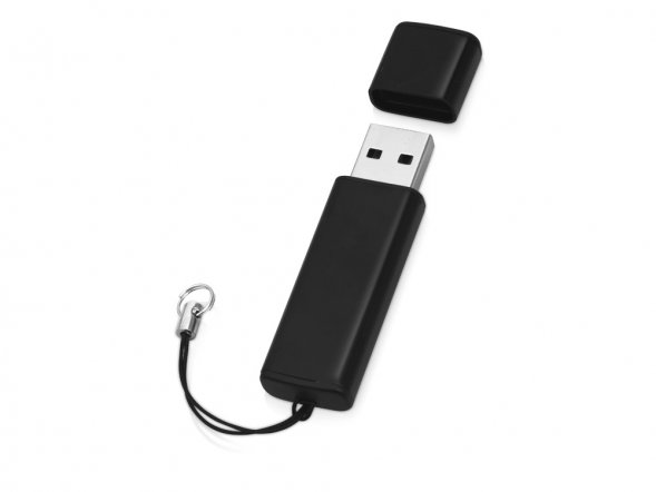 Флеш-карта USB 2.0 16 Gb металлическая с колпачком Borgir, черный 