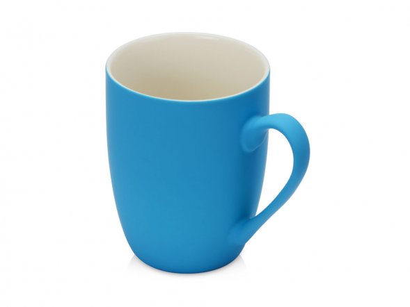 Кружка керамическая с покрытием софт тач голубая 