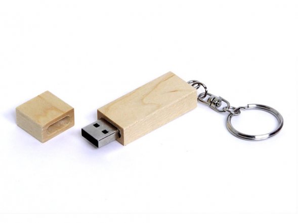 USB-флешка на 4 Гб прямоугольная форма, колпачек с магнитом, натуральный 