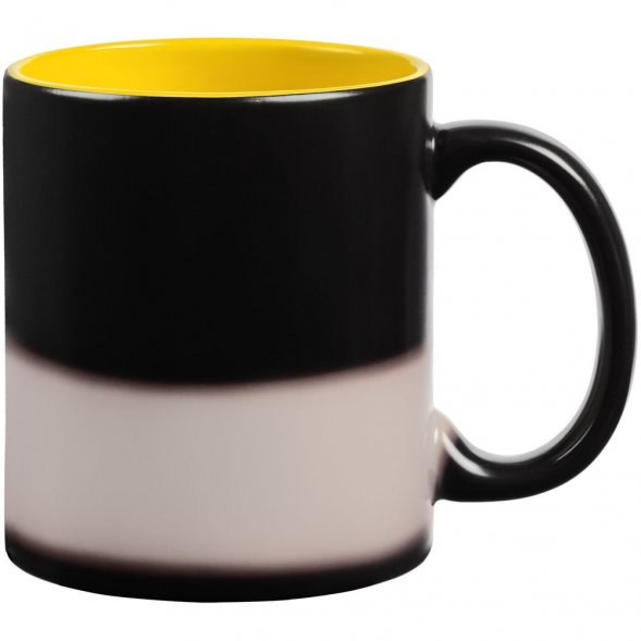 Кружка-хамелеон On Display, матовая, черная с желтым 