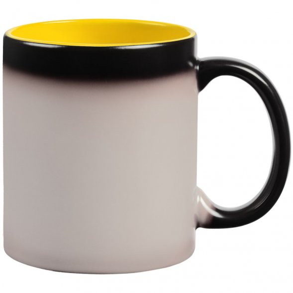 Кружка-хамелеон On Display, матовая, черная с желтым 