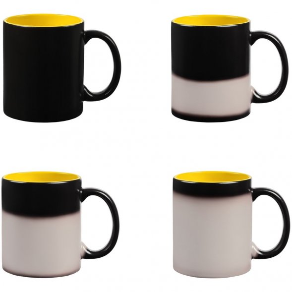 Кружка-хамелеон On Display, матовая, черная с желтым 