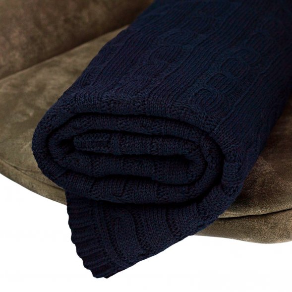 Плед Fado вязаный, синий (без подарочной коробки) 