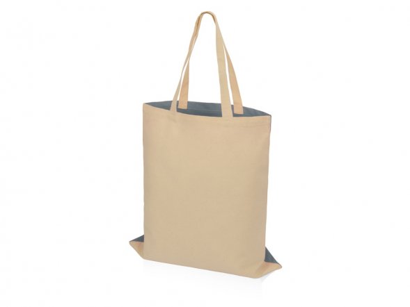 Сумка для шопинга Twin двухцветная из хлопка, 180 г/м2, серый/натуральный 