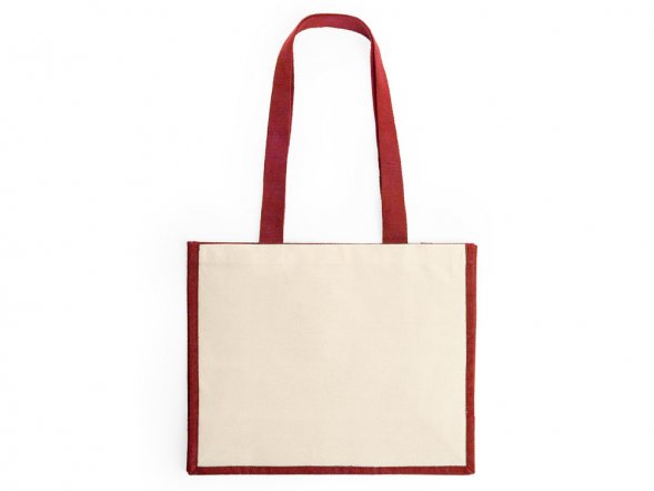 Сумка NANTES из ламинированного джута, бежевый/красный 