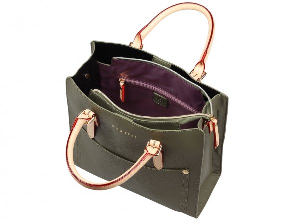 Сумка-портфель женская BUGATTI Ella, оливковая, полиуретан, 30х11,5х28 см 