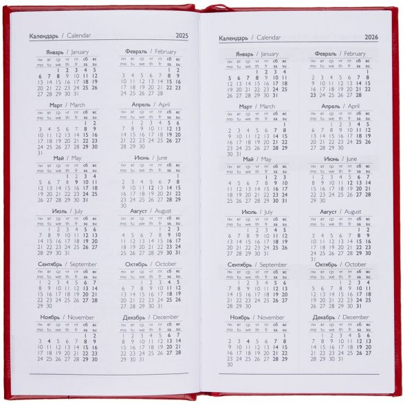 Еженедельник Baza, датированный, красный 