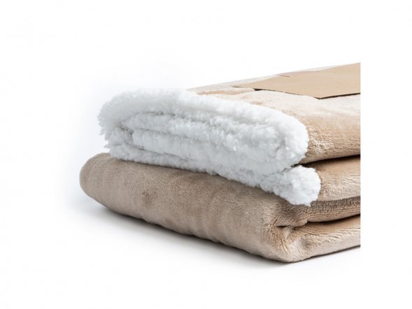 Плед GLORY флисовый, белый/бежевый 