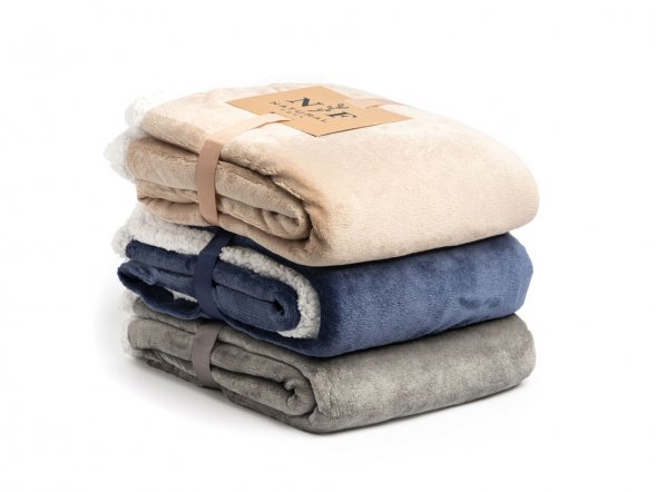 Плед GLORY флисовый, белый/бежевый 