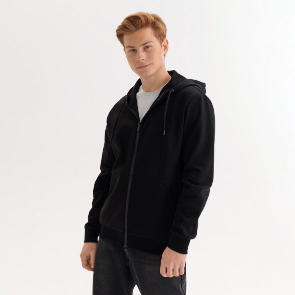 Толстовка на молнии с капюшоном MATEO черная, размер XXXL 