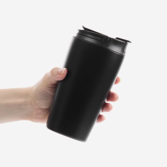 Термостакан с двумя поильниками Duetta, черный 