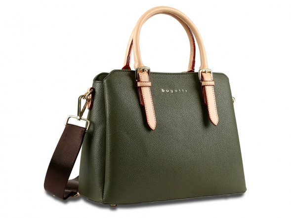 Сумка женская BUGATTI Ella, оливковая, полиуретан, 30х12х23 см 