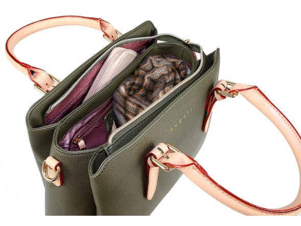 Сумка женская BUGATTI Ella, оливковая, полиуретан, 30х12х23 см 