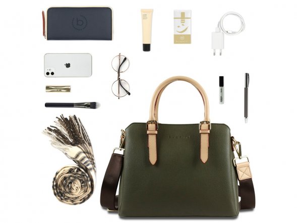 Сумка женская BUGATTI Ella, оливковая, полиуретан, 30х12х23 см 