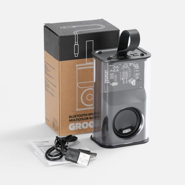 Bluetooth-колонка с подсветкой Groove, серая 