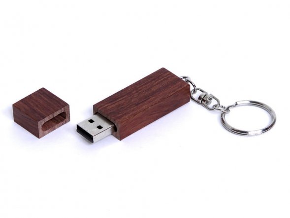 USB-флешка на 4 Гб прямоугольная форма, колпачек с магнитом, коричневый 