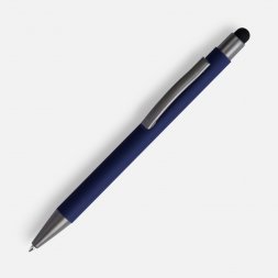 Ручка шариковая Atento Soft Touch со стилусом, темно-синяя