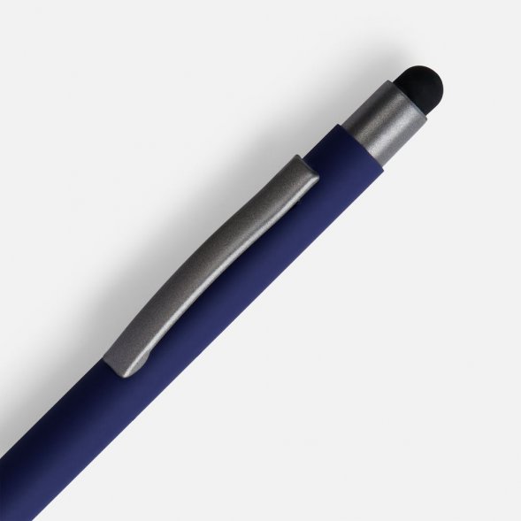 Ручка шариковая Atento Soft Touch со стилусом, темно-синяя 