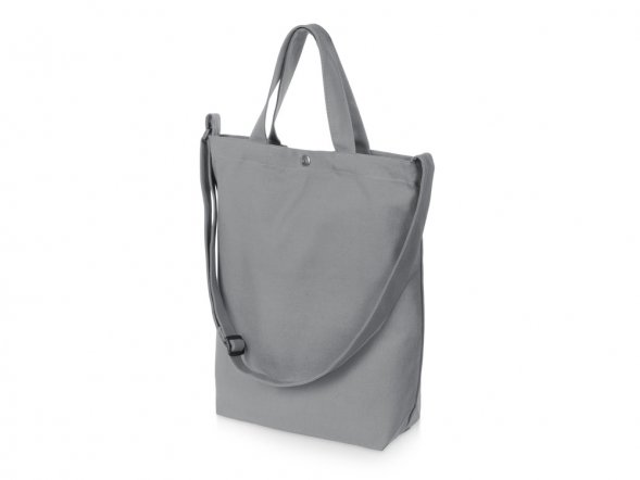 Сумка Helfer из хлопка на кнопке с регулирующейся лямкой, серый 