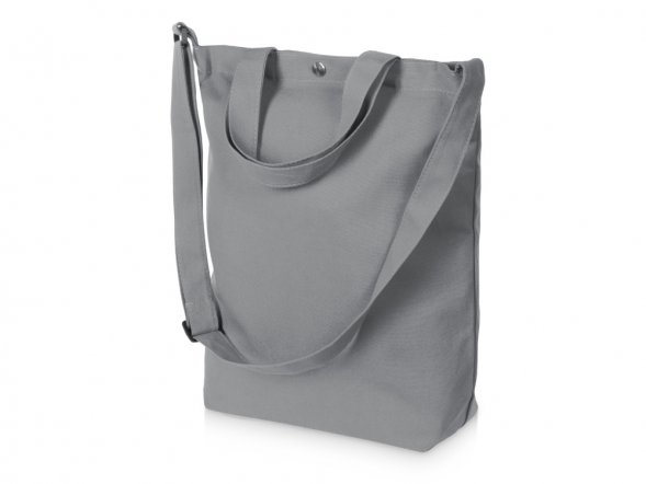 Сумка Helfer из хлопка на кнопке с регулирующейся лямкой, серый 