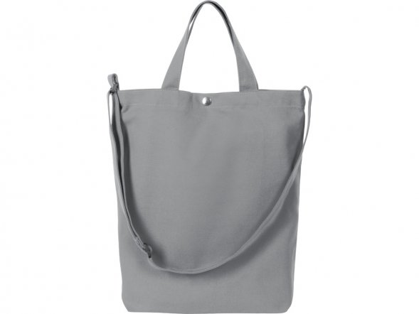 Сумка Helfer из хлопка на кнопке с регулирующейся лямкой, серый 