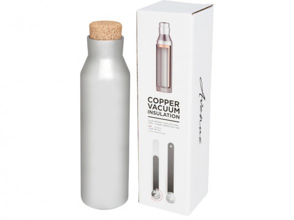 Вакуумная изолированная бутылка с пробкой, серебристый 