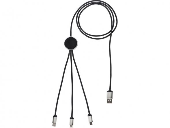 Кабель 3-в-1 с подсветкой логотипа Ion, черный 