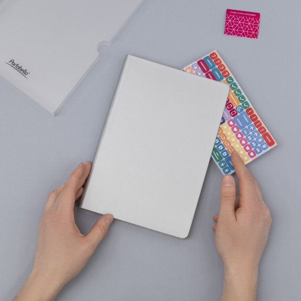 Ежедневник Spark недатированный, серебряный (с упаковкой, со стикерами) 