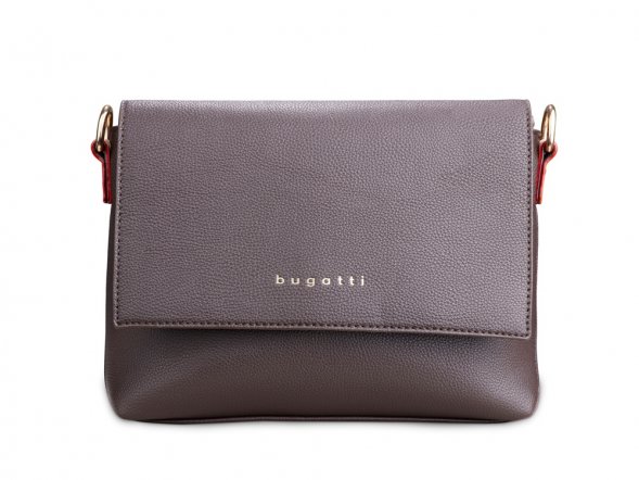 Сумка наплечная женская BUGATTI Ella, тёмно-коричневая, полиуретан, 27х9х20,5 см 