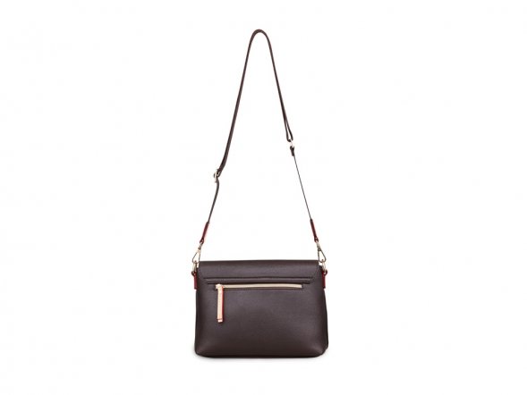 Сумка наплечная женская BUGATTI Ella, тёмно-коричневая, полиуретан, 27х9х20,5 см 